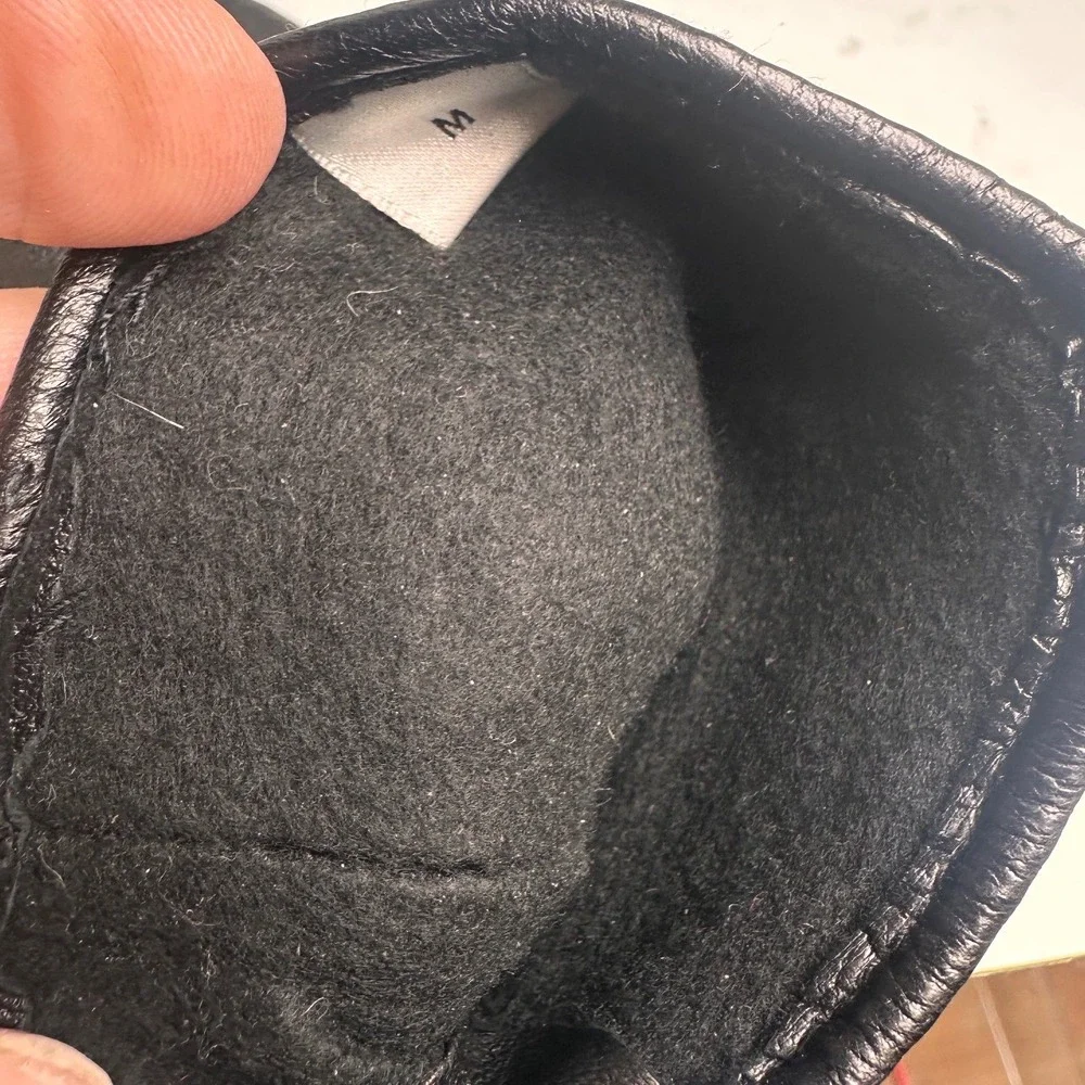 Vintage Preston‎ & York Black Leather Gloves Quilted Fleece Lined M